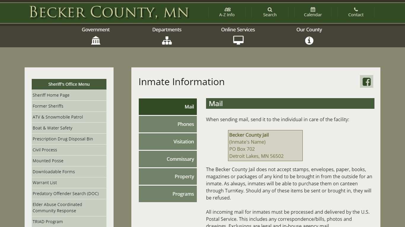 Inmate Information - Becker County, Minnesota